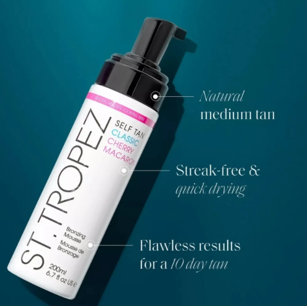 St.Tropez Cherry Macaron Self Tan 3 piece set cruelty free- pink/blue